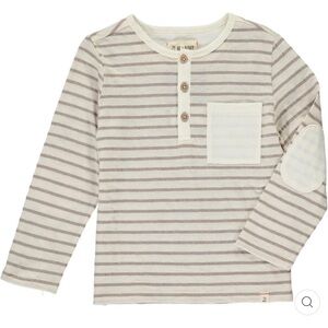 Me & Henry Green White Long Sleeve Striped Tee Size 12Y NWT